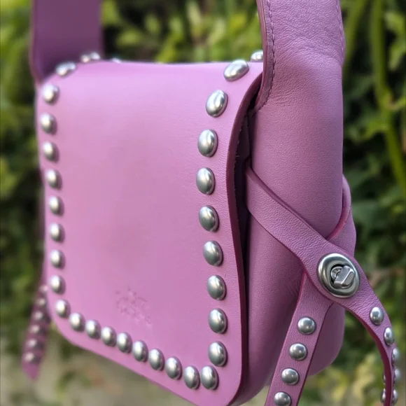 Coach Crossbody Dakotah 15 MINI Rivets Studded Saddle Purple Calf Leather 35751 - Picture 7 of 8